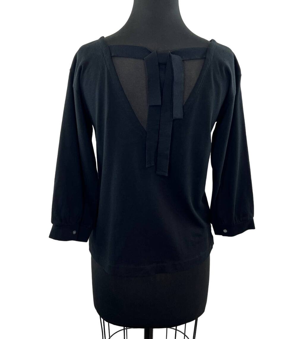 NWT J. Crew Black Ribbon Tie Back Relaxed Fit Balloon Sleeve Top Cotton H3853 XS